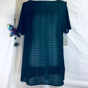 14th & Union Split Sleeve Sheer Striped Tunic Length Blouse NWT M Whimsigoth